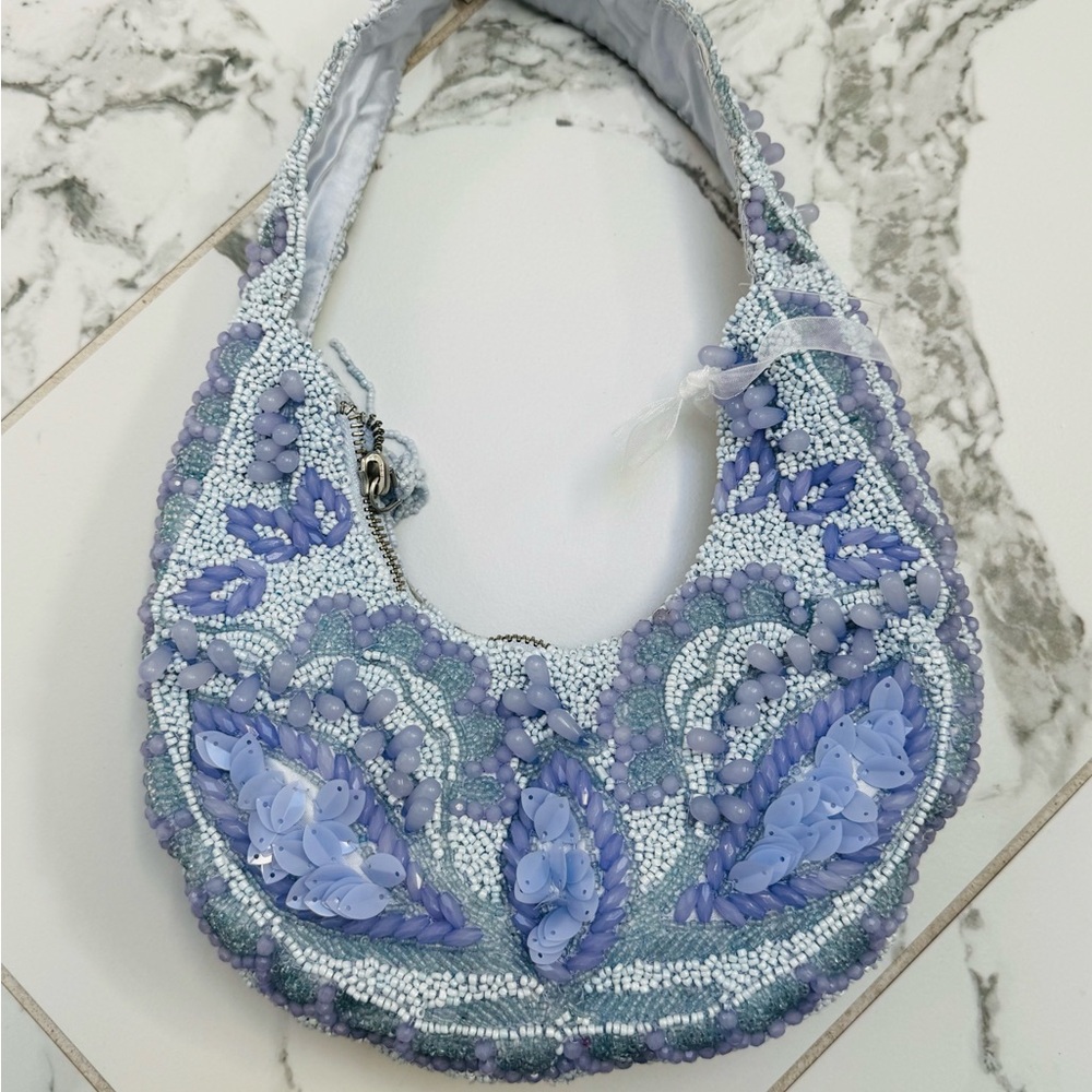 Viral TikTok Beaded Bag Lavender Satchel NWT